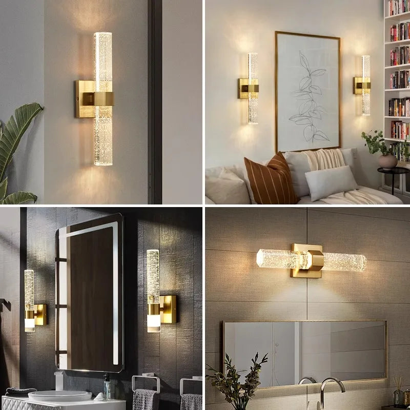 lampe murale moderne or blanc texture glace craquelée éclairage quotidien salle manger chambre coucher