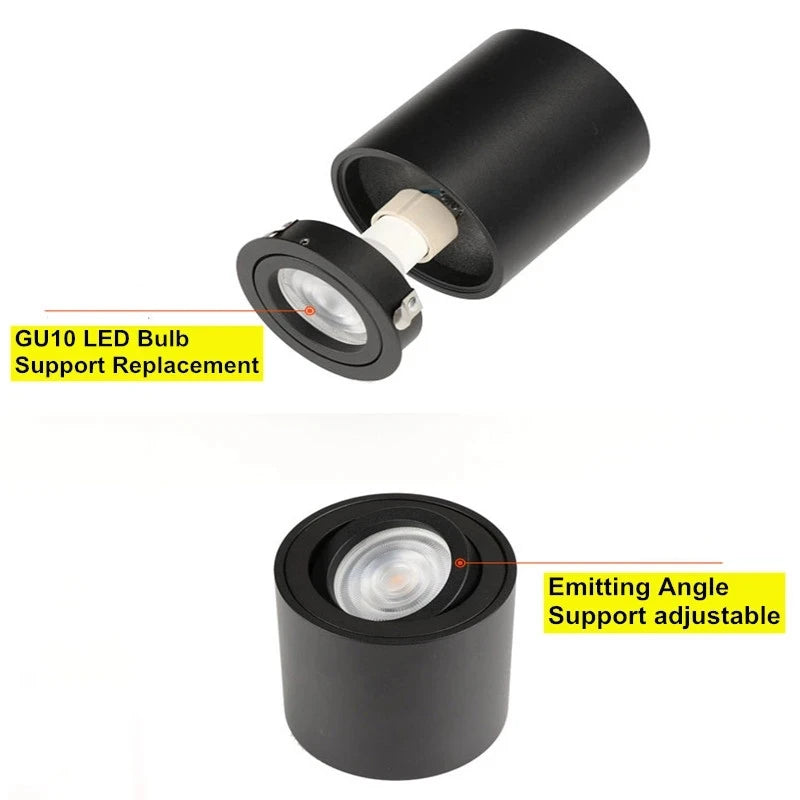 support lampe led gu10 noir blanc moderne surface 85mm 80mm 3000k 4000k 6000k