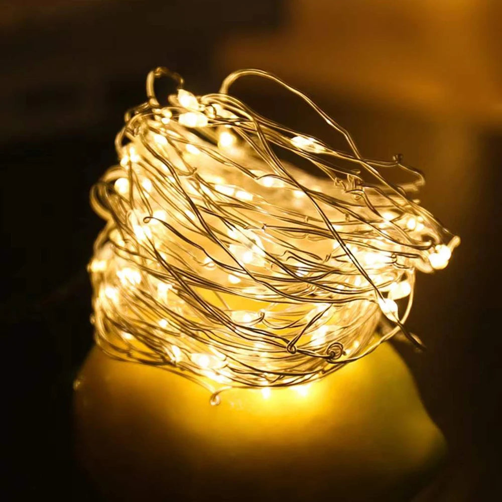 guirlande lumineuse led fil cuivre decoration noel mariage chambre decoration interieure ambiance douce blanche