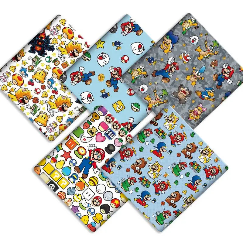 tapis souris super mario personnages étoiles champignons bleu gris blanc cartoon