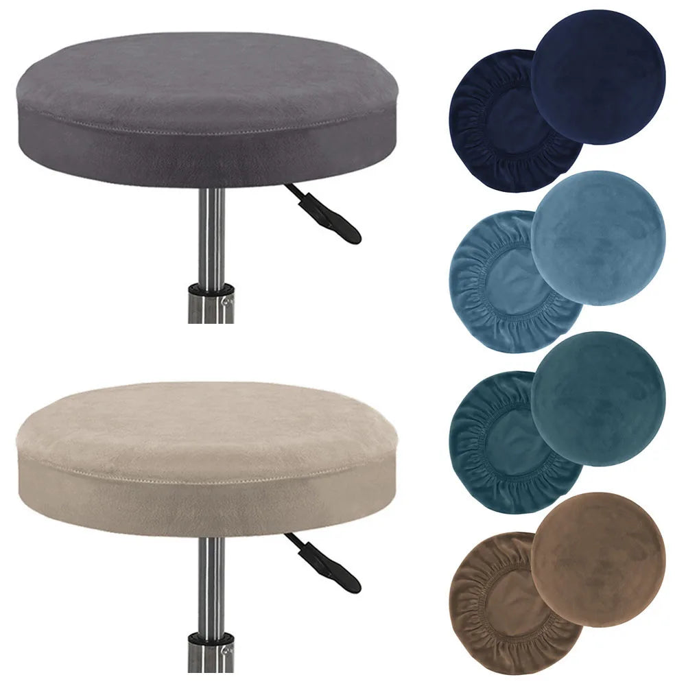 housse coussin tabouret rond velours beige moderne fixation protection siège fauteuil salon