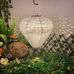 lanterne solaire led florale traditionnelle blanc rouge vert rose crochets tissu nylon opaque festive