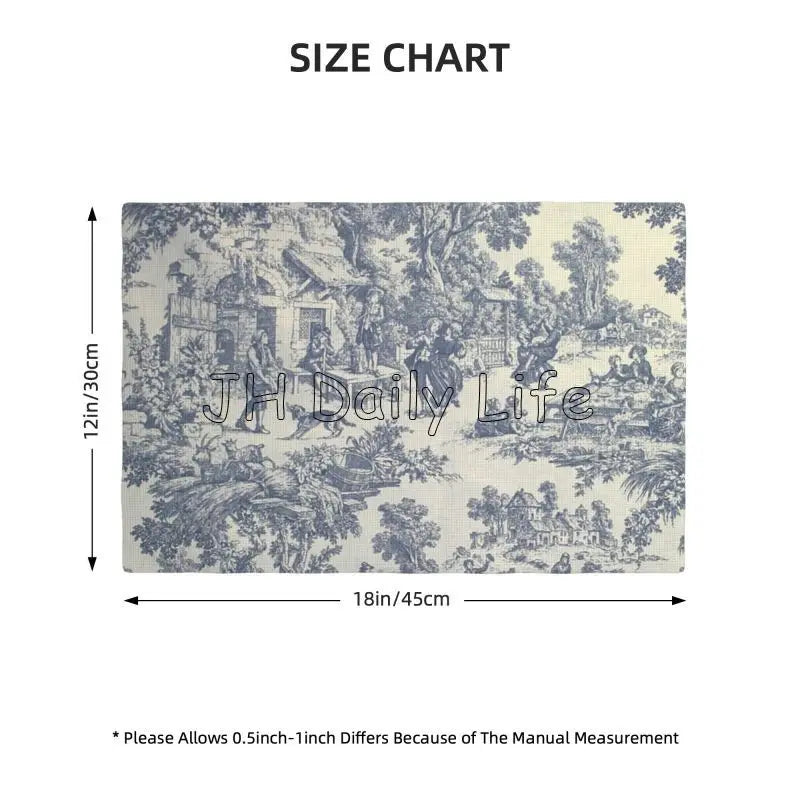 serviettes table toile jouy bleu clair classiques résistantes 12x18 pouces vintage