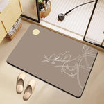 tapis salle bain gris moderne motif chat chien coeur lunaire absorbant antidérapant doux