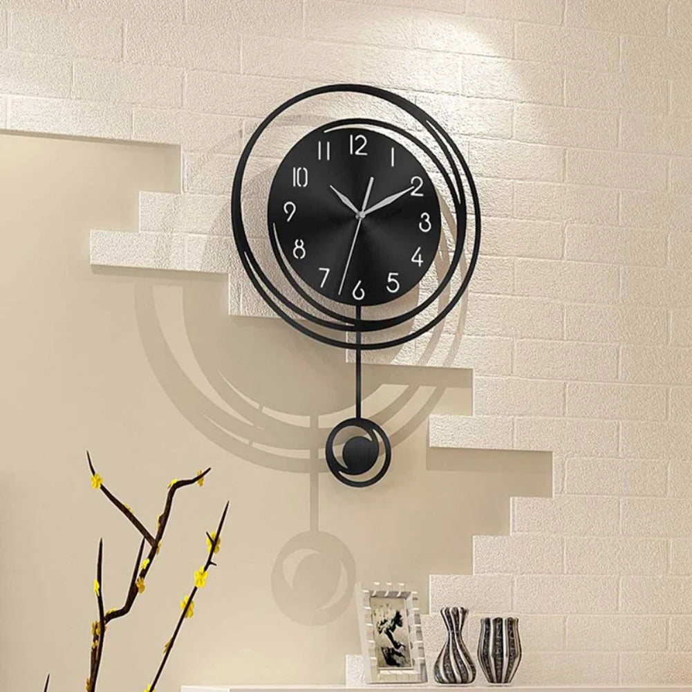 horloge murale noire moderne minimaliste sans tic tac quartz silencieuse cuisine salon déco