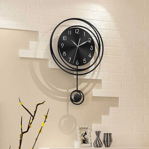 horloge murale noire moderne minimaliste sans tic tac quartz silencieuse cuisine salon déco