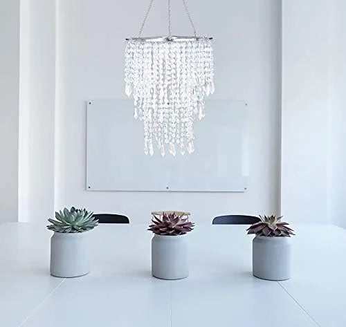 lampe suspendue abat jour cristal transparent classique tringle chambre salon mariage