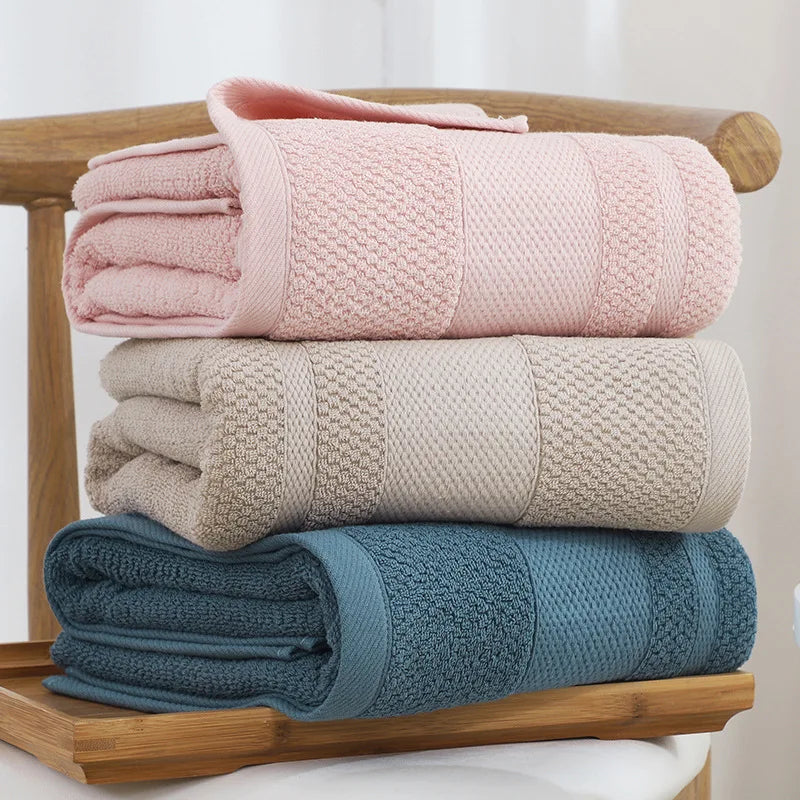 serviette bain coton bleu rose blanc rayures horizontales rapide absorbante machine moderne douce