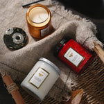 bougies parfumées soja aromathérapie gris métallisé dentelle élégantes decoration maison sérénité Baltic Amber Misty