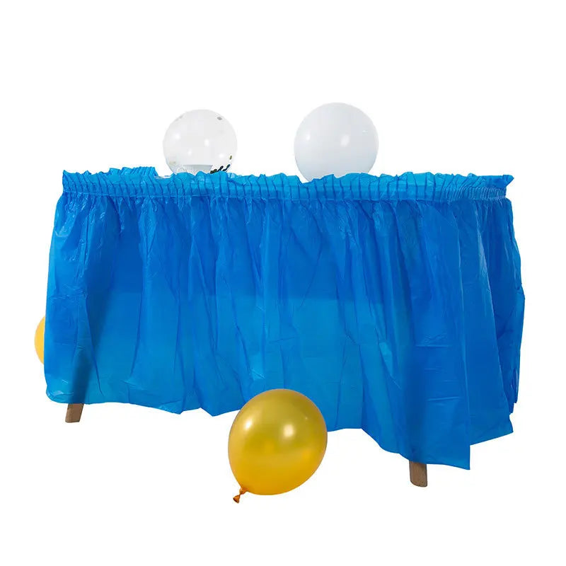 jupe table imperméable bleu clair rose bleu translucide plissée festive adhésive ruban adhésif
