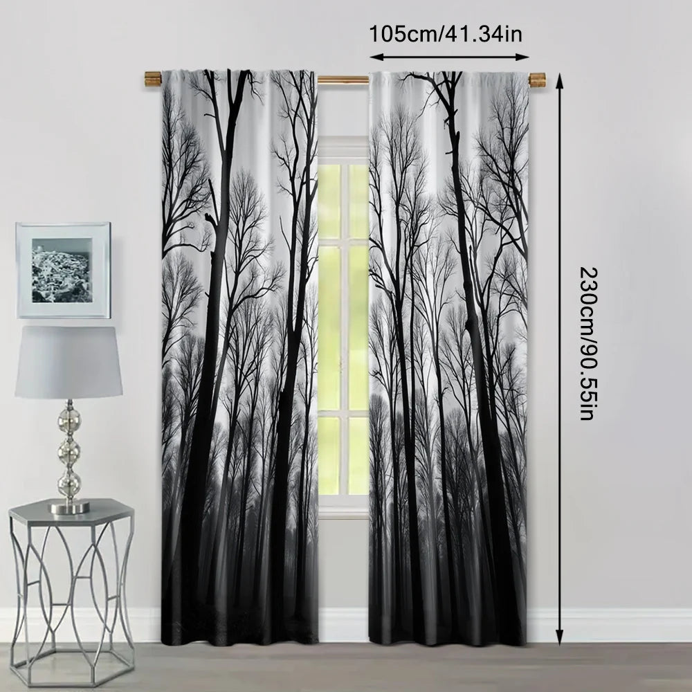 rideau noir forêt moderne polyester 75x166 105x230 130x210 deux pièces