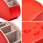 boîte rangement cuir rouge moderne télécommande cosmétiques respectueux environnement compartments 12litres 100g