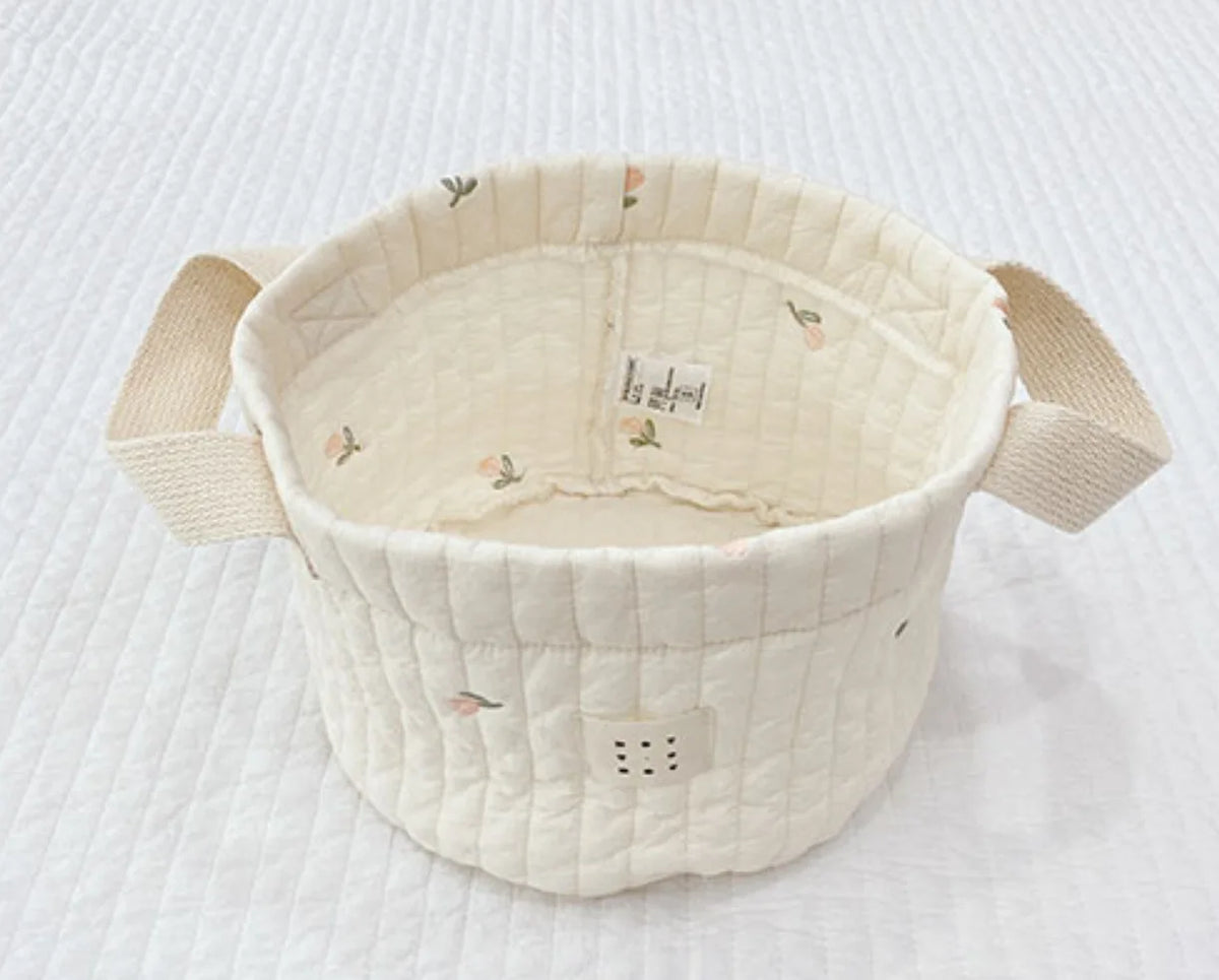panier rangement coton brodé animaux blanc poignées amovibles respectueux environnement moderne doux