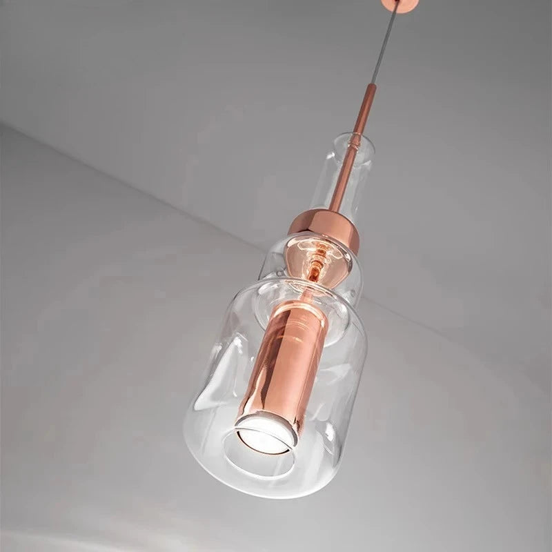 lampe suspendue transparente cuivre moderne chambre salon éclairage minimaliste câble rond cylindrique