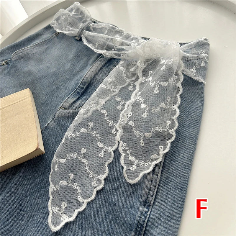 ruban dentelle fine motifs floraux blanc élégant décoratif bohème joint taille accessoire corps