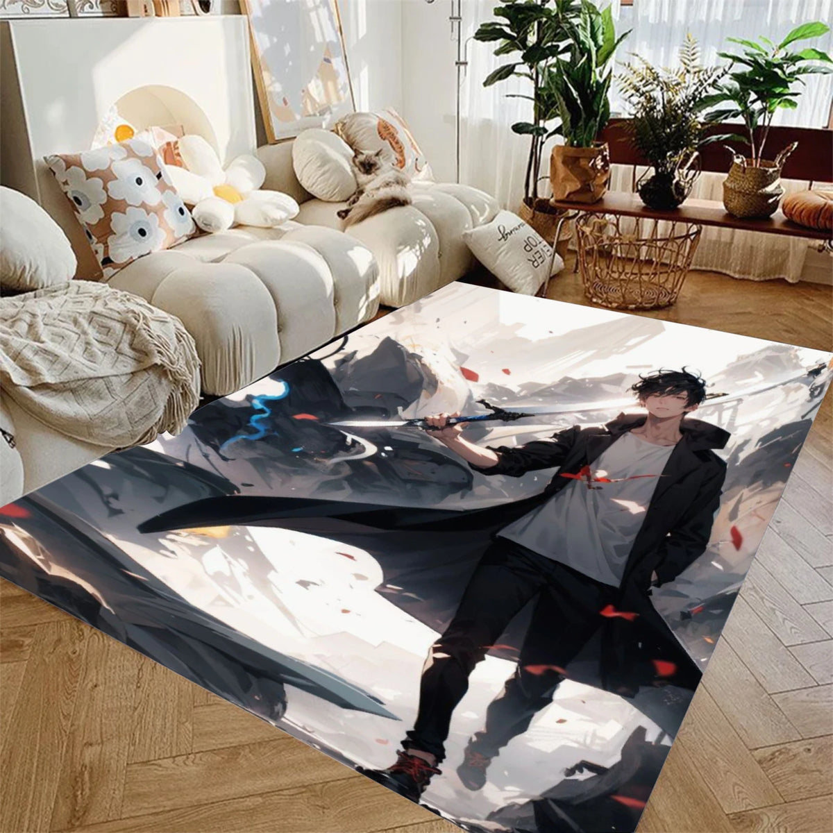 tapis sol décoratif moderne illustration personnage art numérique salon chambre maison intérieur doux