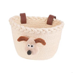 panier vélo enfant tissé beige rose points créatif clips chien