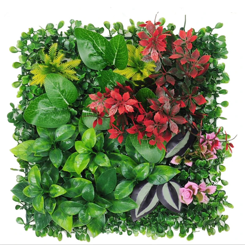 panneau mural plantes artificielles herbe verte fleurs blanches décoration jardin extérieur mur extérieur décoratif