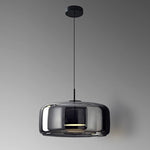 luminaire suspension moderne verre transparent doré câble salon salle manger