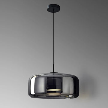 luminaire suspension moderne verre transparent doré câble salon salle manger