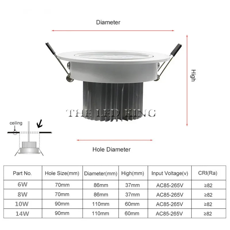 Spot LED argenté moderne 10W 14W dimmable aluminium certifié FCC RoHS
