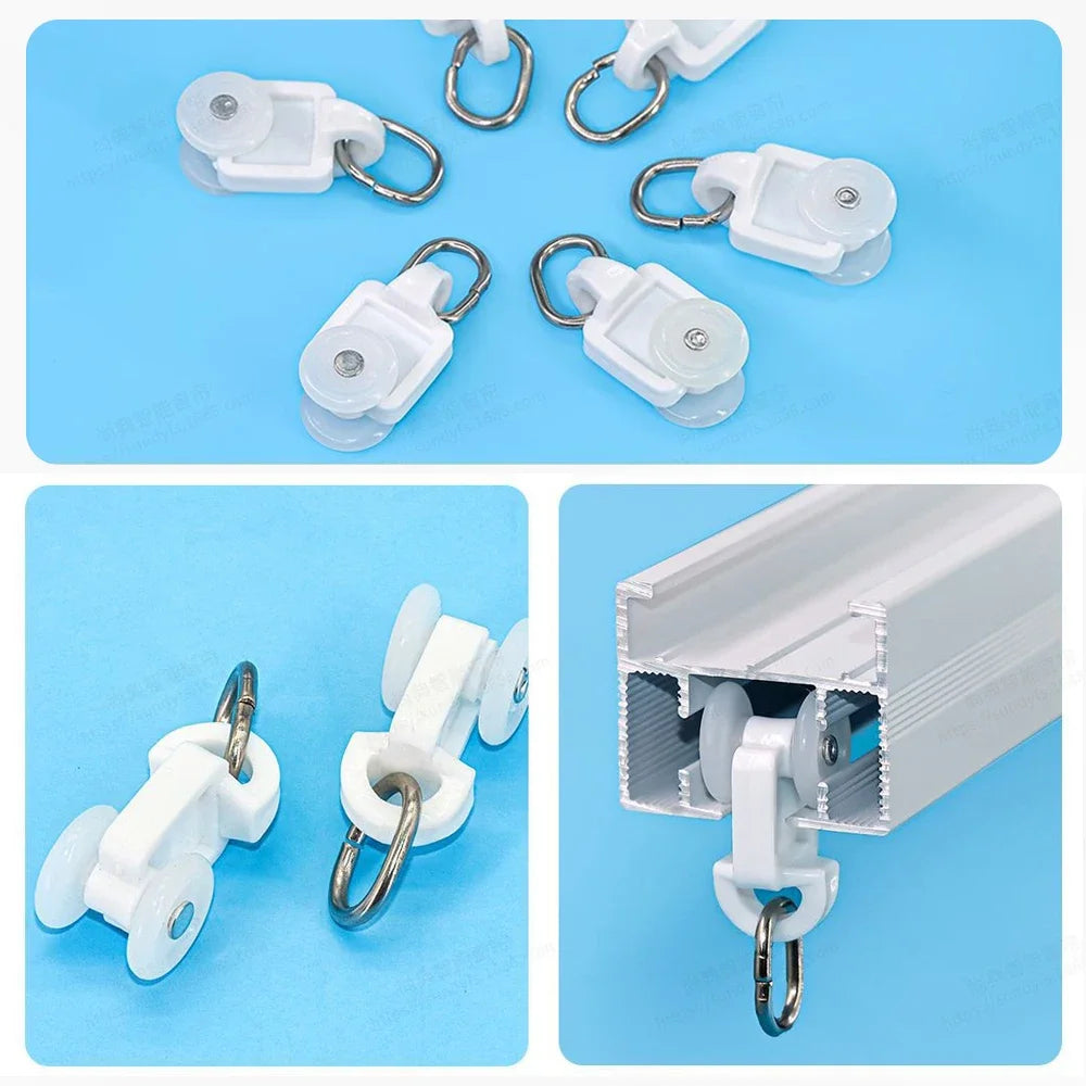 rails rideaux électrique rouleaux blanc argenté plastique lisse aluminium brossé moderne industriel métallique jialisi