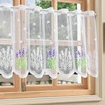 rideau dentelle fleurs lavande transparent blanc violet chambre salon decoration