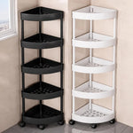 étagère d'angle rotative étages noir blanc moderne paniers osier rangement cuisine salle bain chambre
