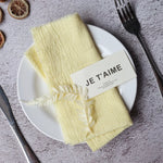 lot dix serviettes table coton beige clair franges rustiques mariage décoration chic maison
