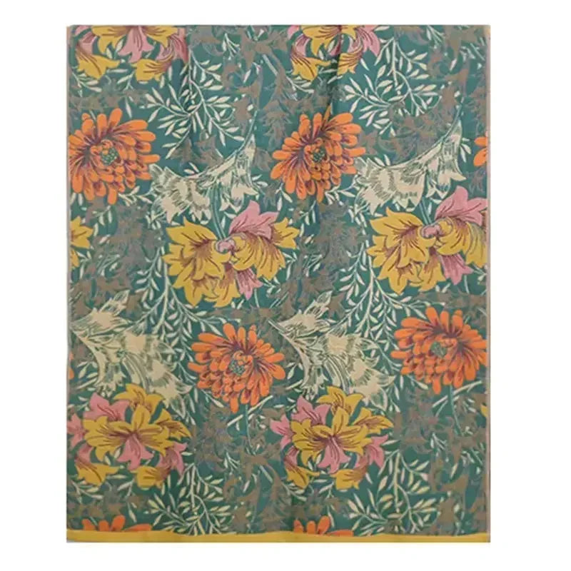 couverture bain coton fleur bleue jaune rapide absorbante machine ethnique traditionnelle