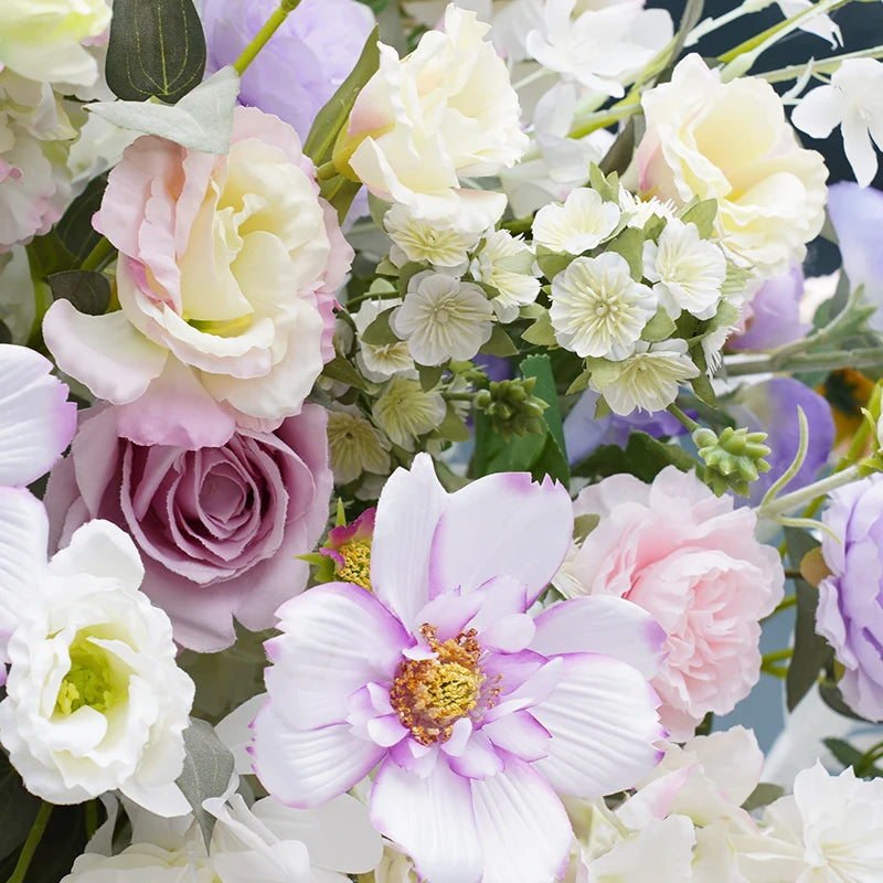 arche décoration mariage fleurs artificielles cœur violet anniversaire extérieur classique événement table decoration