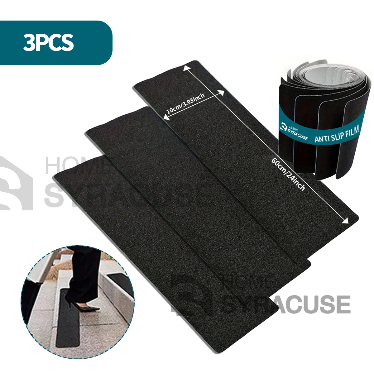 tapis antidérapant noir grain sable moderne adhésif escaliers rampes intérieur extérieurrollable papier
