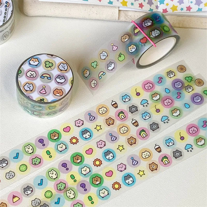 ruban decoratif transparent motifs animaux geometriques decor mignon adhesif educatif dessin ecole fournitures papeterie