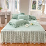 jeu lit dentelle blanche drap plat jupe lit taie oreiller romantique