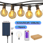 guirlande solaire led imperméable 10m 20ampoules ambrées patio extérieur télécommande étanche