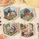 sticker 3d relief hexagonal scènes miniatures intérieurs paysages floral animaux décoration intérieure adhésif