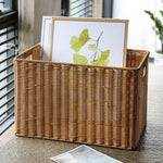 panier osier marron clair tissage régulier rustique rangement articles divers respectueux environnement