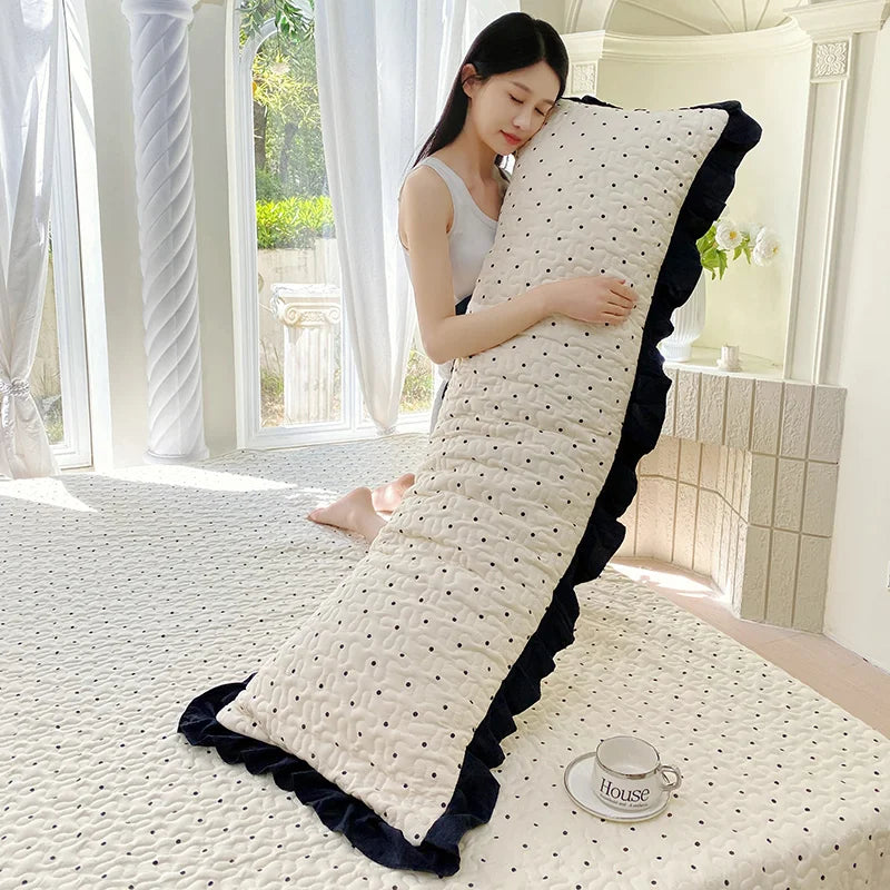 taies d'oreiller polyester non toxique motif points doux blanc housse lit couple usage domestique