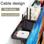 support multifonctionnel étagère réglable noir blanc rangement ordinateur moniteur télécommande câbles moderne minimaliste
