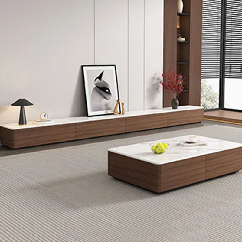 meuble tv bois massif noir moderne tiroirs rangement salon bois foncé