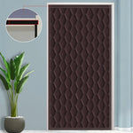 rideau porte marron gris hexagones moderne insonorisation isolation thermique fermeture magnétique crochets