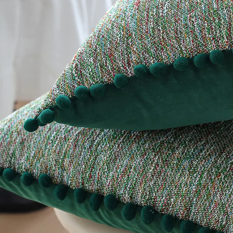 housses coussins décoratifs nordique moderne 100 polyester géométrique pompons verts adhésifs 45x45cm 30x50cm