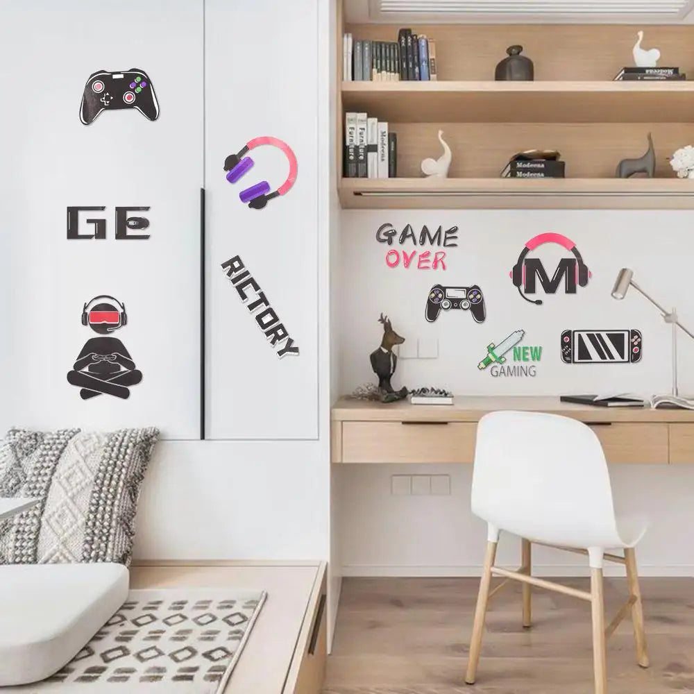 stickers muraux gaming graphiques jeux texte game playerone loading victory stickers chambre enfants moderne