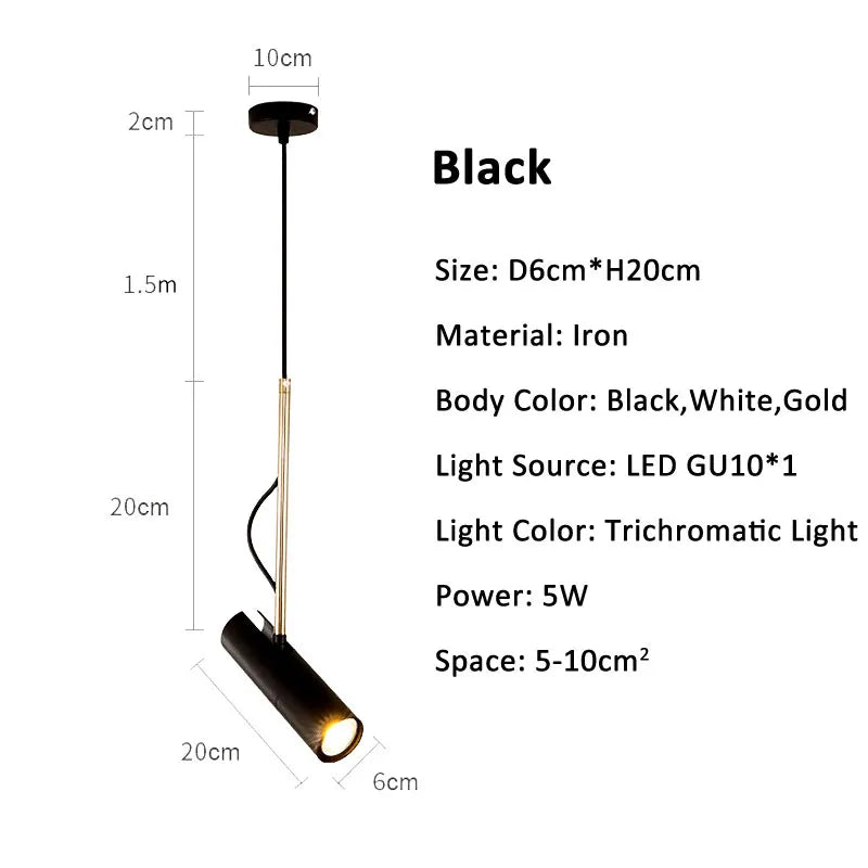 lampe suspendue moderne blanc noir or rond cylindrique câble salon chambre étude