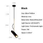 lampe suspendue moderne blanc noir or rond cylindrique câble salon chambre étude