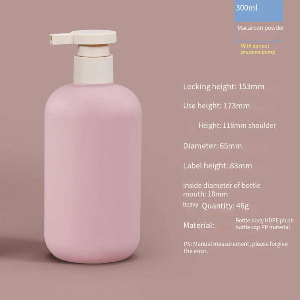 flacon cosmétique rose pâle 200ml 300ml bouchon blanc moderne salon