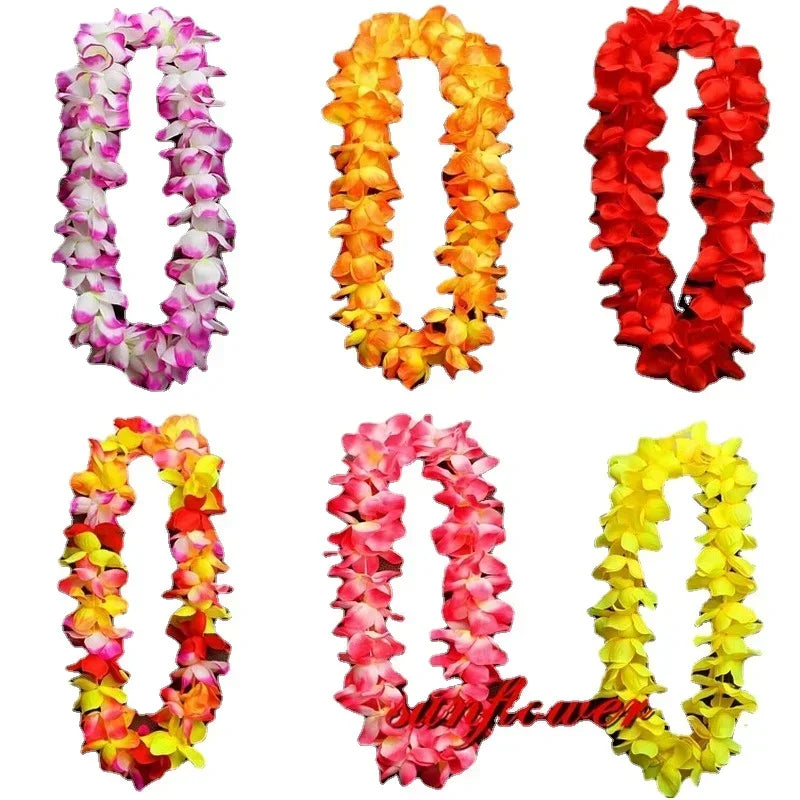colliers fleurs artificielles violettes oranges roses vertes festives maison anniversaire décoration simple soie