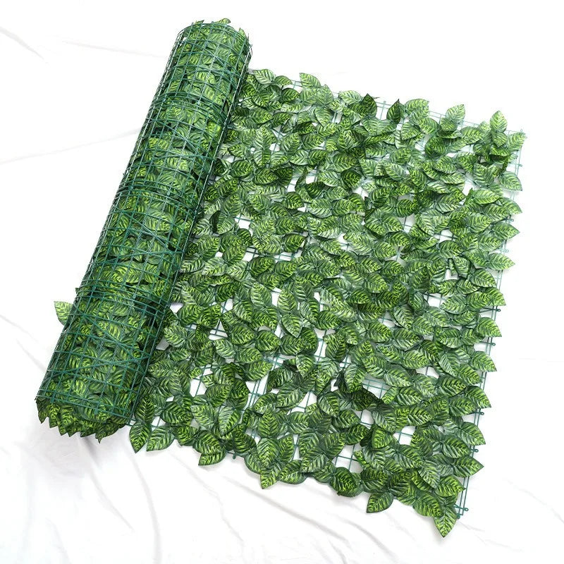 rideau végétal artificiel feuilles vertes grille métallique moderne clips fixationextérieur decorationbalconjardin