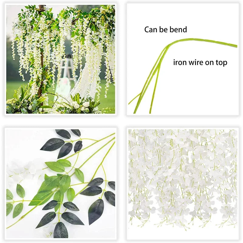 guirlande artificielle fleurs violet blanc moderne décoration intérieure mariage anniversaire baby shower pendaison crémaillère