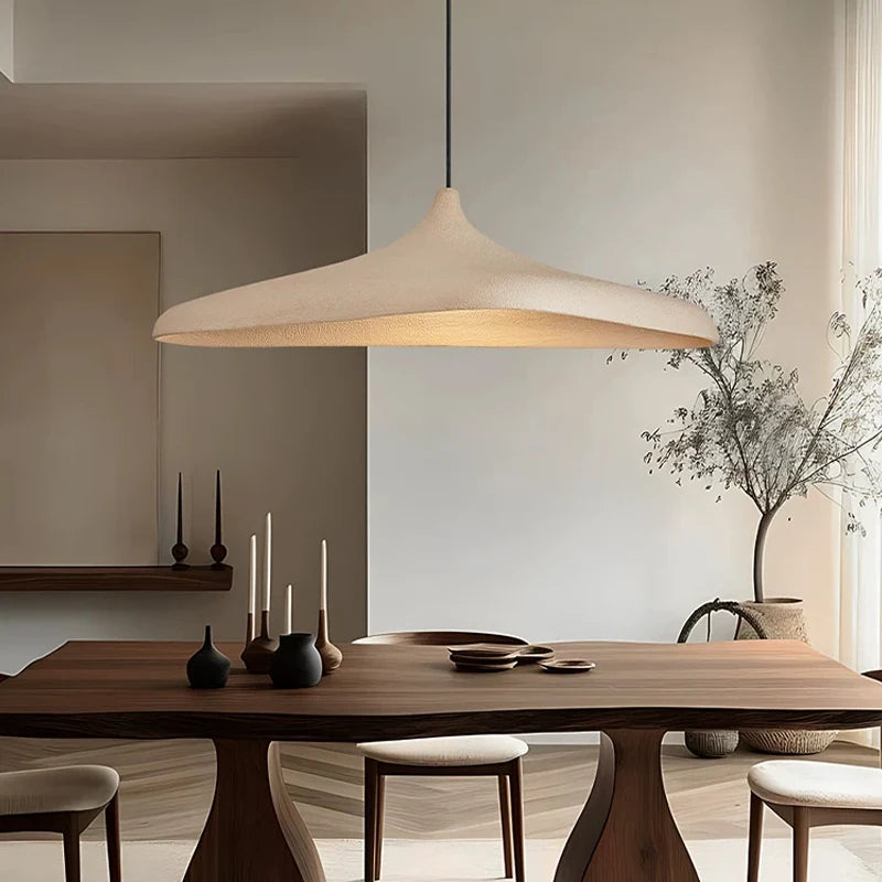 suspension led moderne beige fer câble noir lumière neutre chambre salon